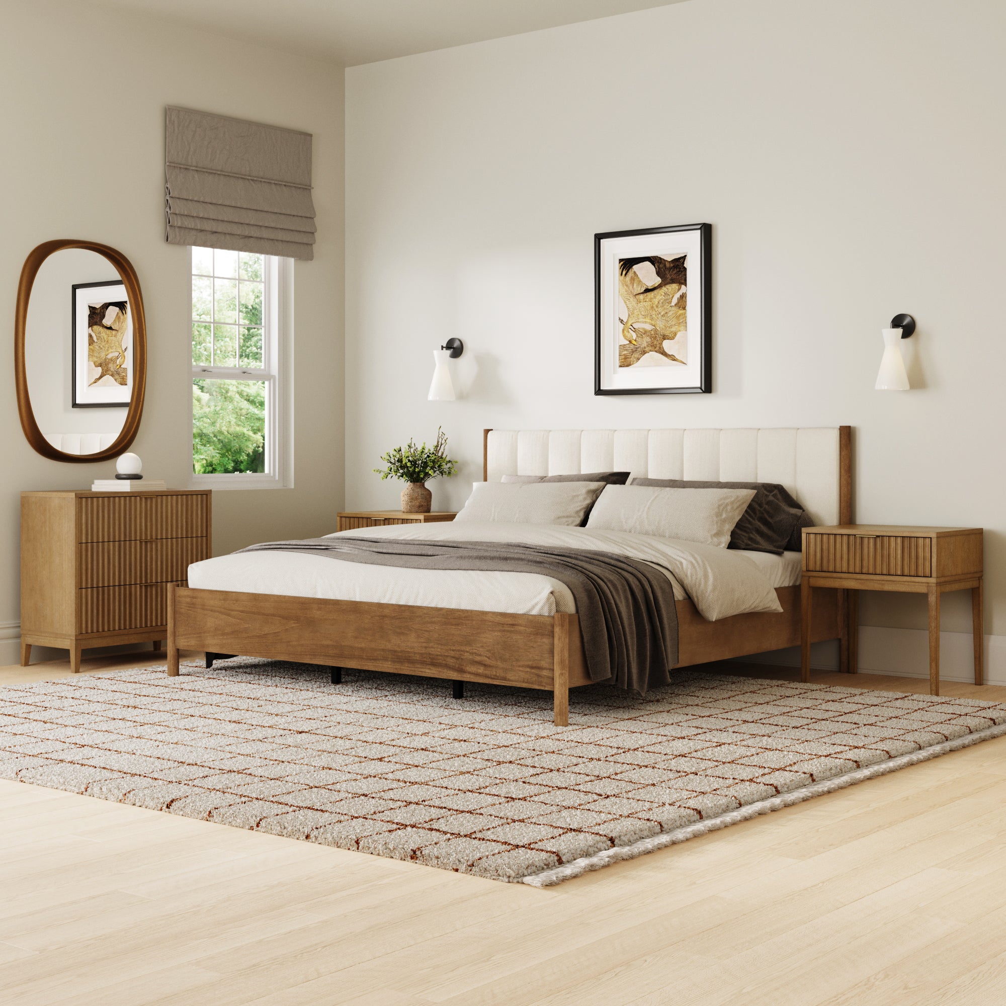 Modern King Bedroom Set with Fluted Dresser and Nightstand - Nathan James