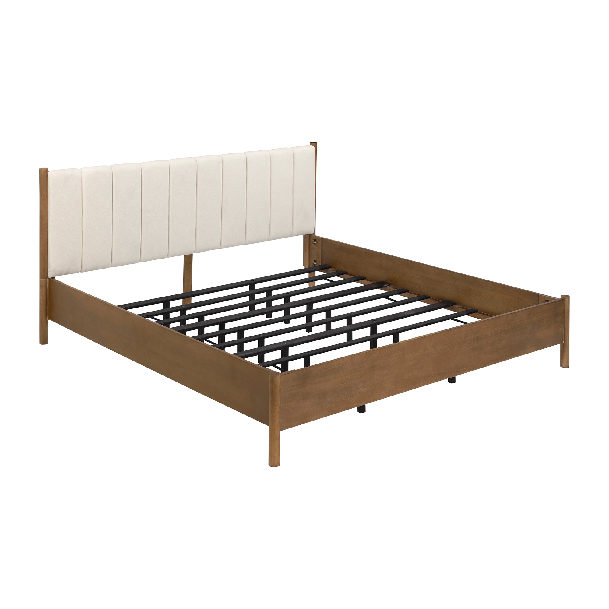 Mid Century Modern King Bed Frame and Arched Nightstand Set Light Brown - Nathan James