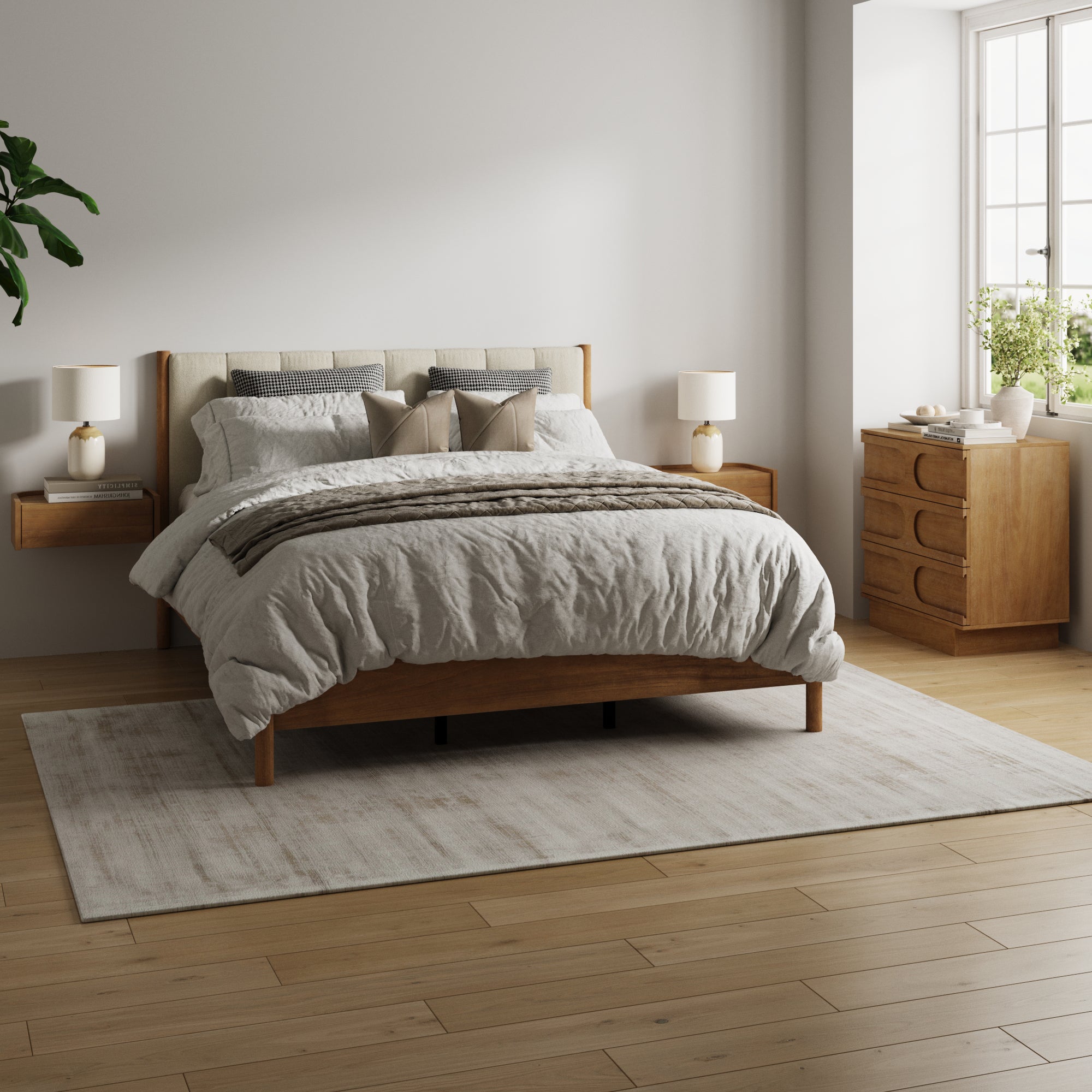 Modern Queen Bedroom Set with Dresser and Floating Nightstand - Nathan James