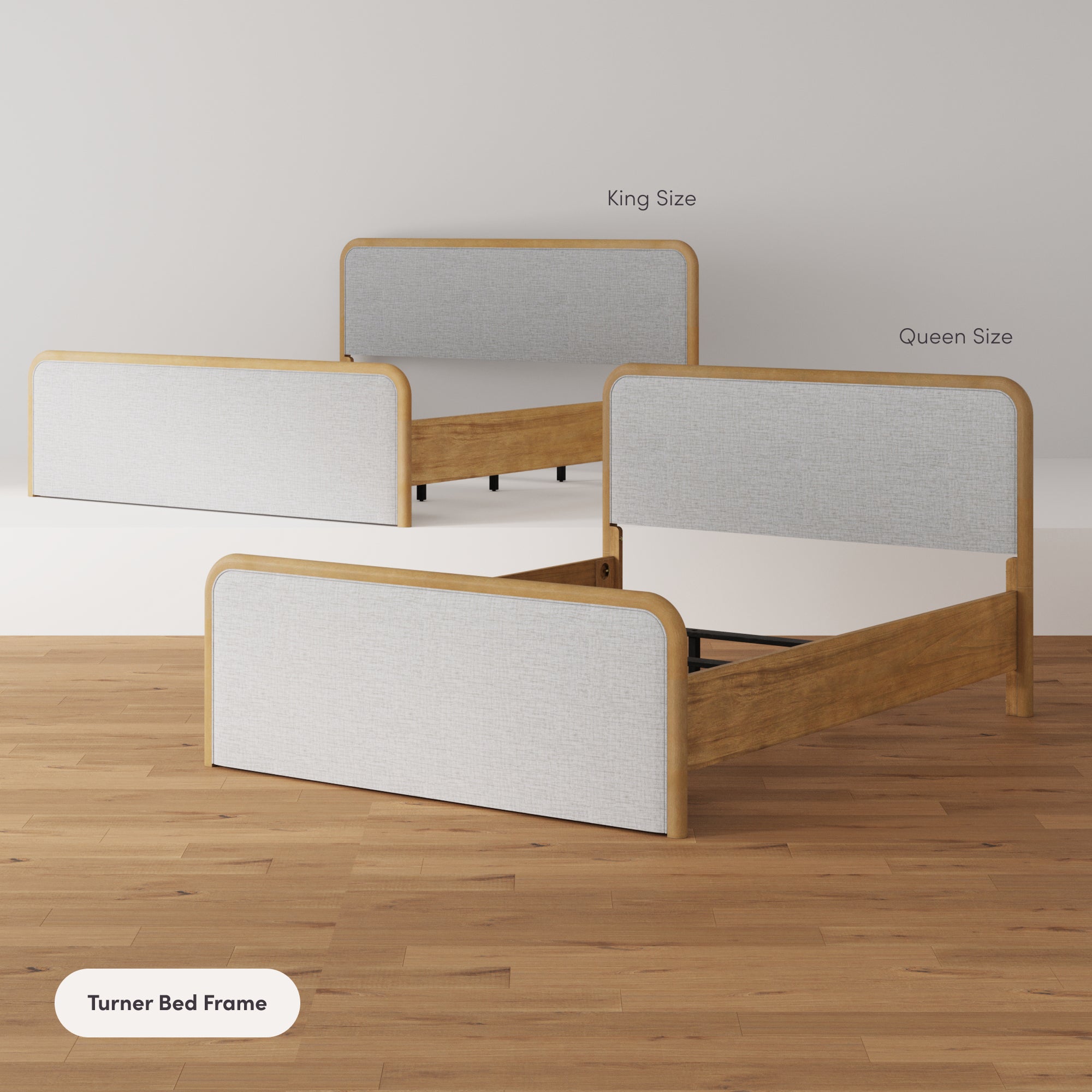 Turner King Bedroom Gray/Light Brown Wood King Mid-Cent | Nathan James