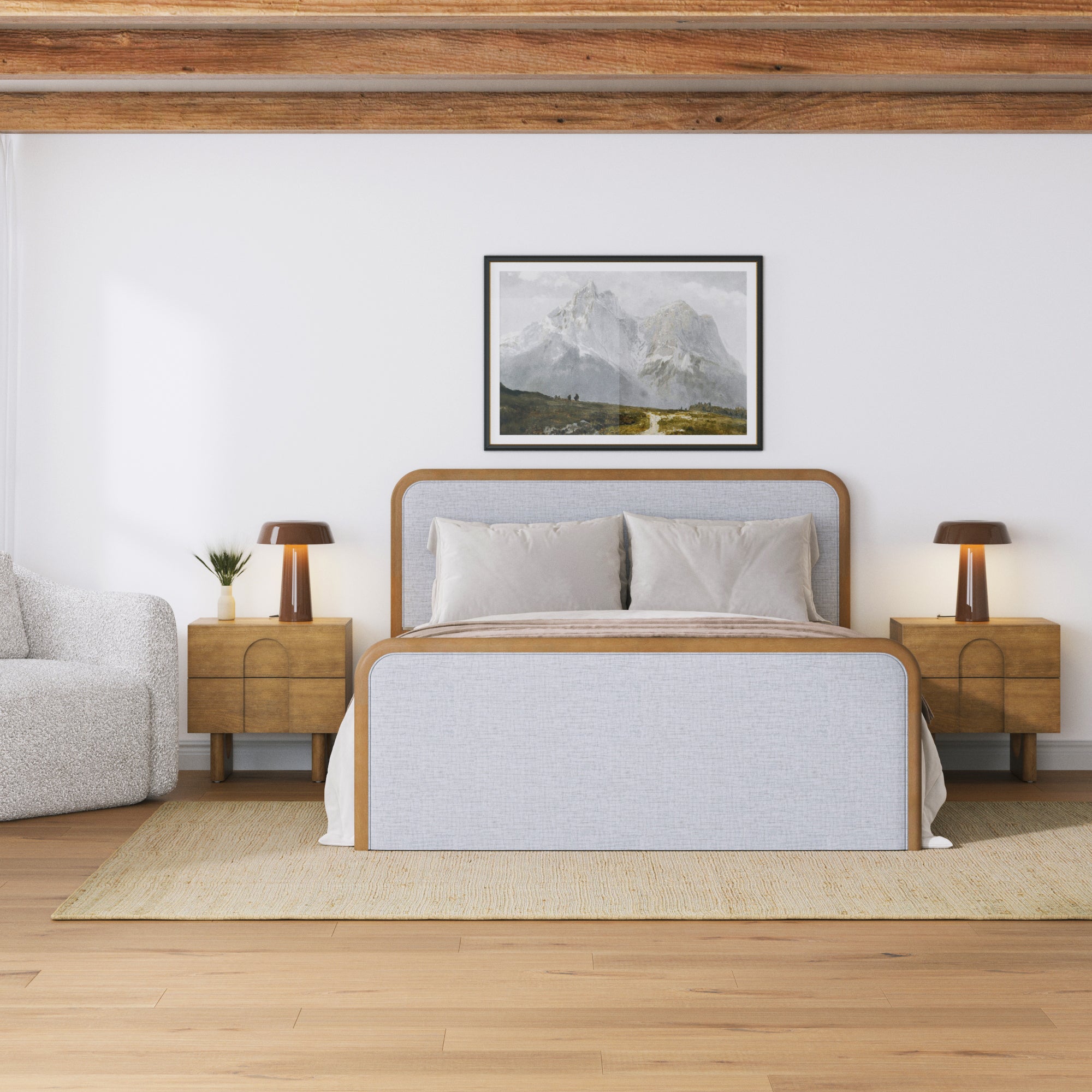 Queen Bedroom Set with 2 Nightstands Gray/Light Brown - Nathan James