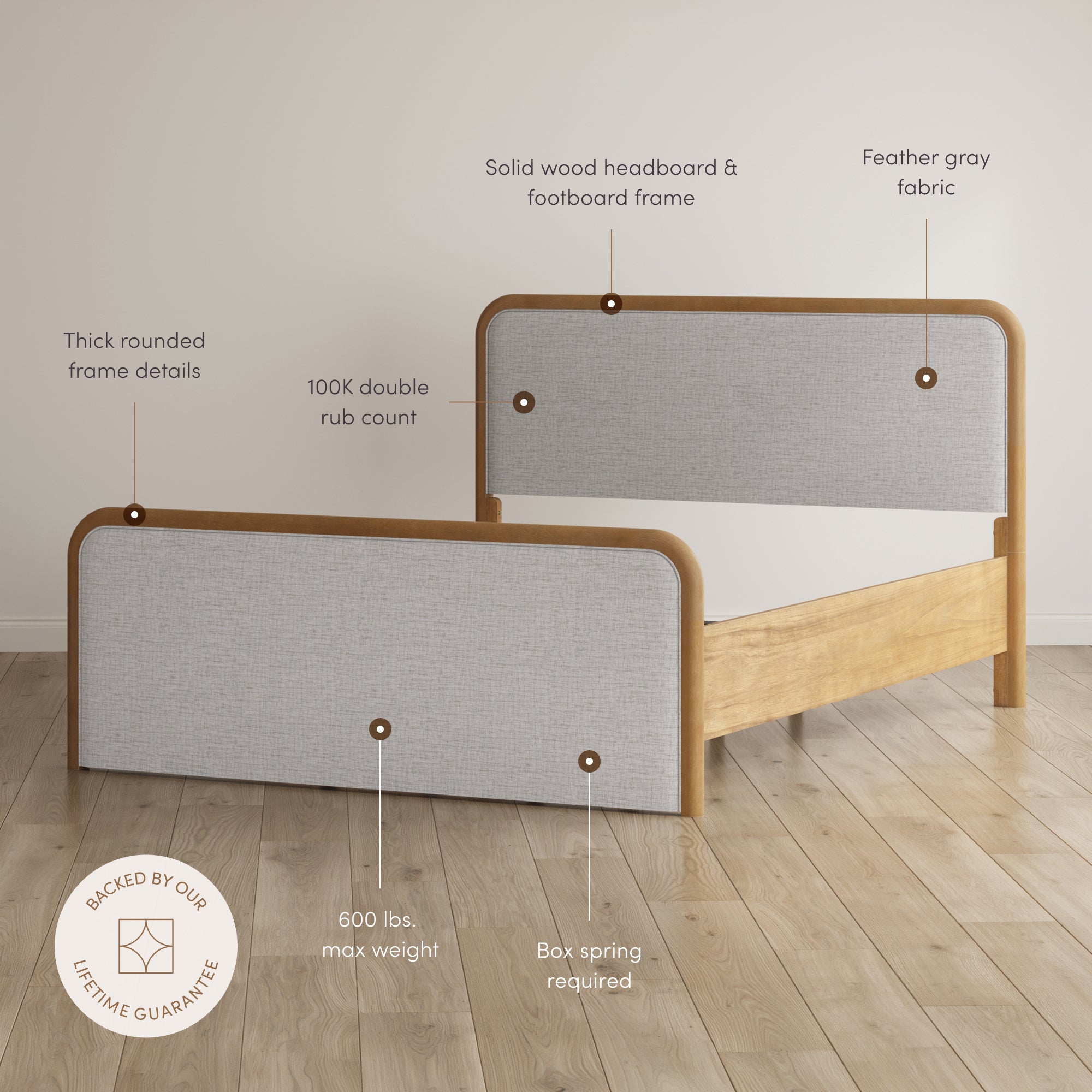 Queen Bedroom Set with 2 Nightstands Gray/Light Brown - Nathan James