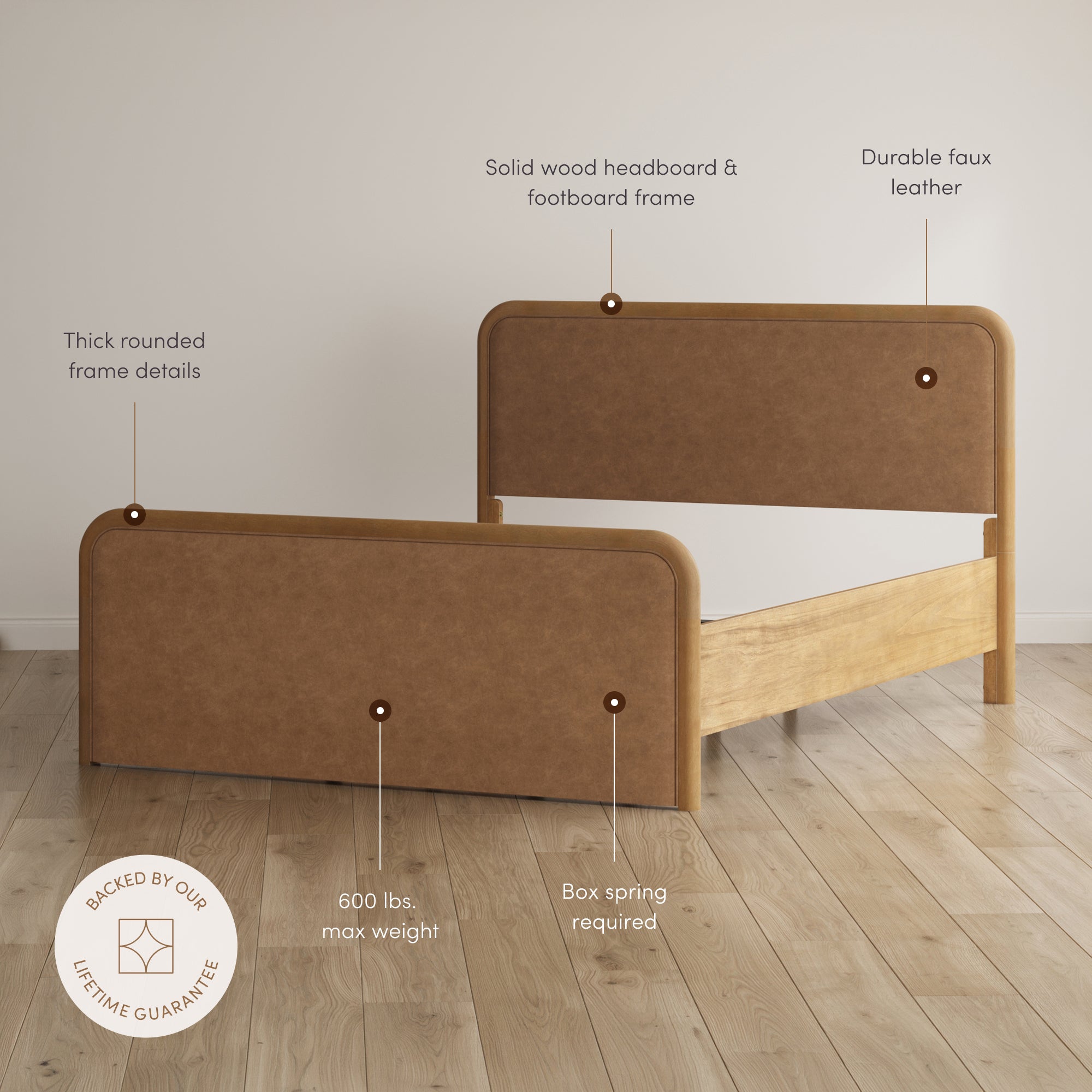 Turner Queen Bedroom Faux Leather 2-Drawer Nightstands | Nathan James