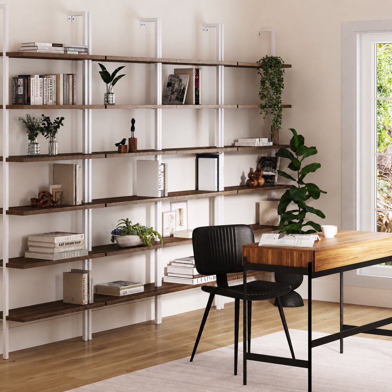 Theo Bookshelf Oak Matte White 6-Shelf Set of 4 | Nathan James