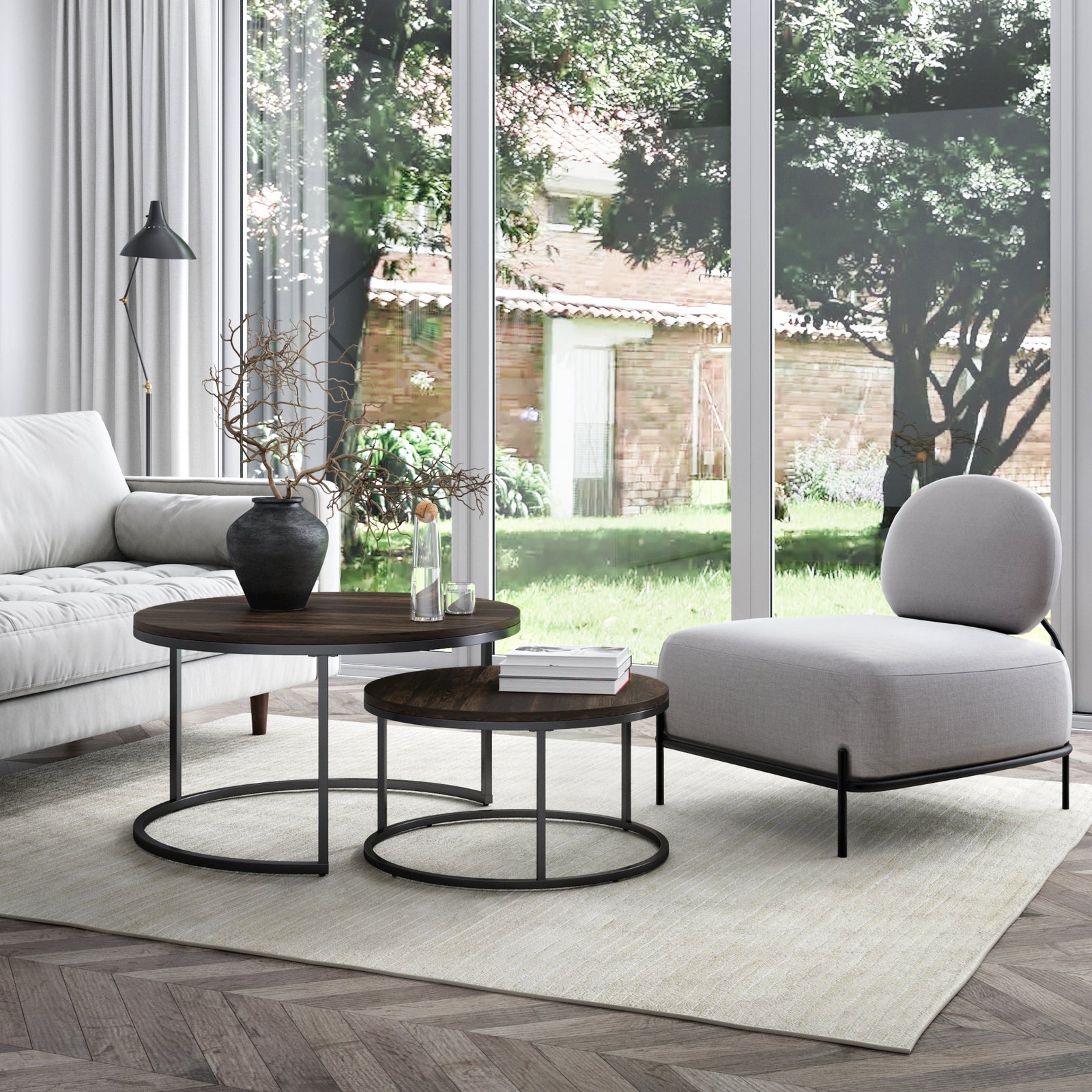 Stella Round Nesting Coffee Table Metal Frame Nathan James