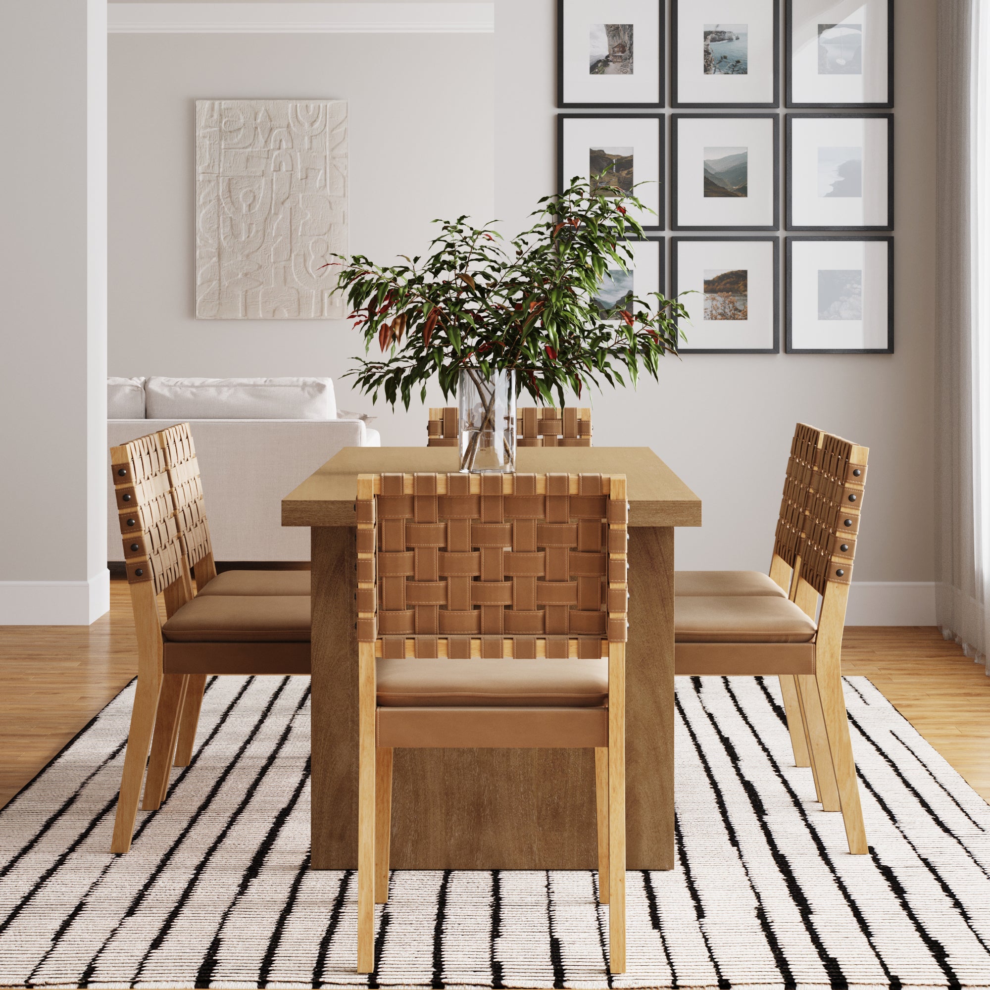 Briggs & Cohen Woven Dining Set Light Brown (6 Chairs) | Nathan James