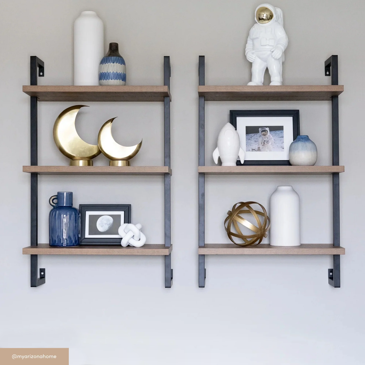 Theo Wall Shelf Oak Matte Black 3-Shelf | Nathan James