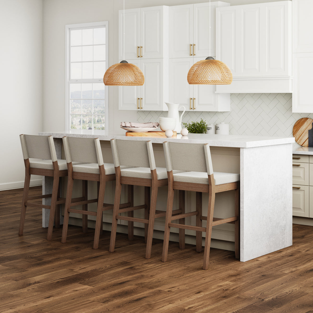 Linus Cushioned Counter Bar Stool with Back Set of 4 | Nathan James