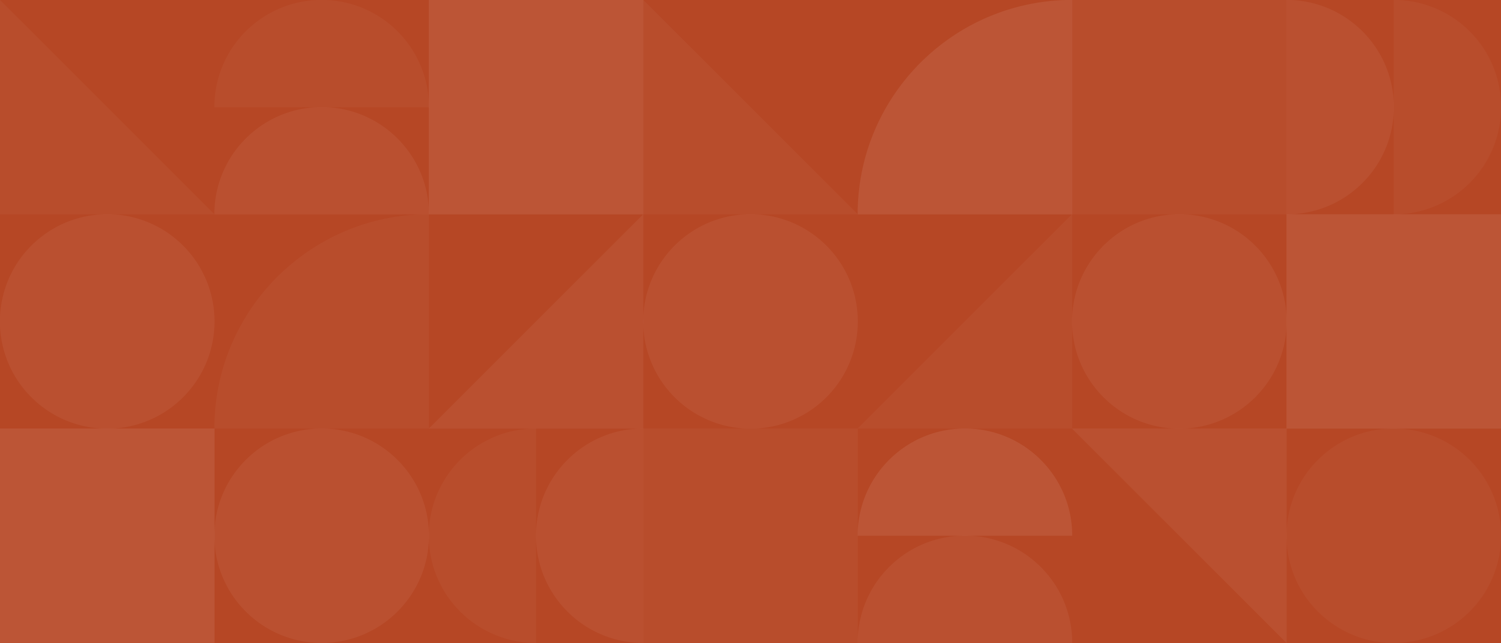 Abstract pattern with various geometric shapes, including circles, semicircles, and triangles, arranged in a grid. The entire image uses different shades of orange-red.