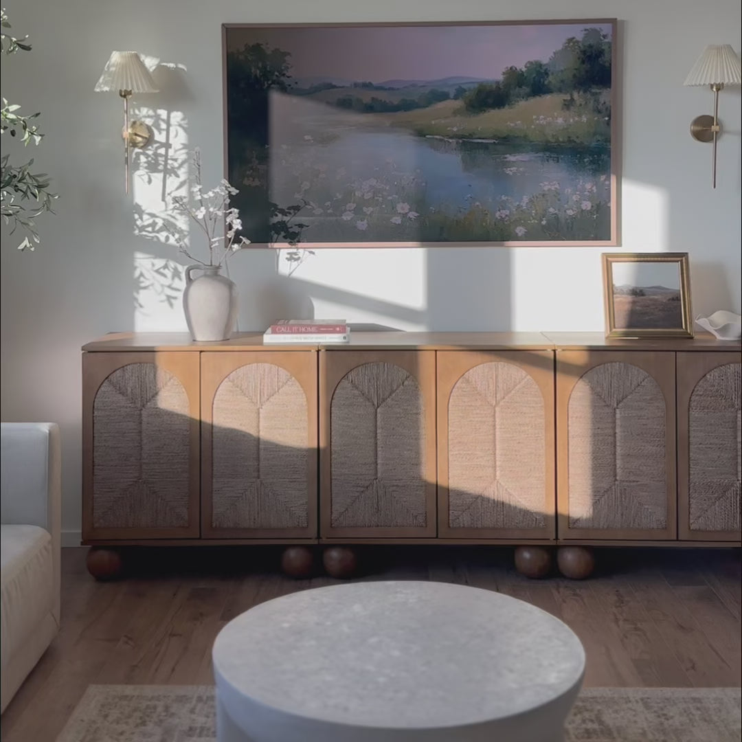 Leah Credenza Seagrass Light Brown Set of 2 Arched | Nathan James
