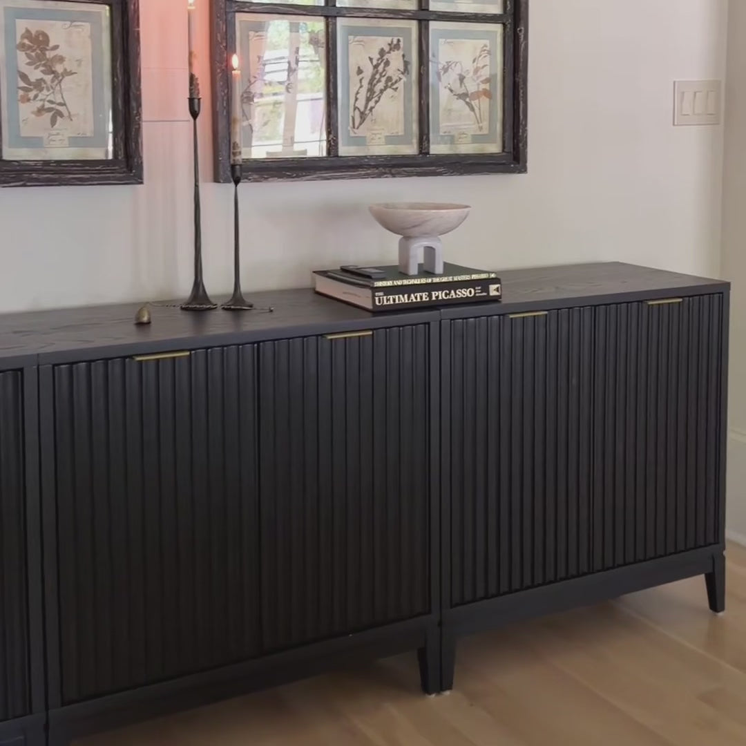 Jasper Credenza Black Oak Set of 3 Mid-Century | Nathan James