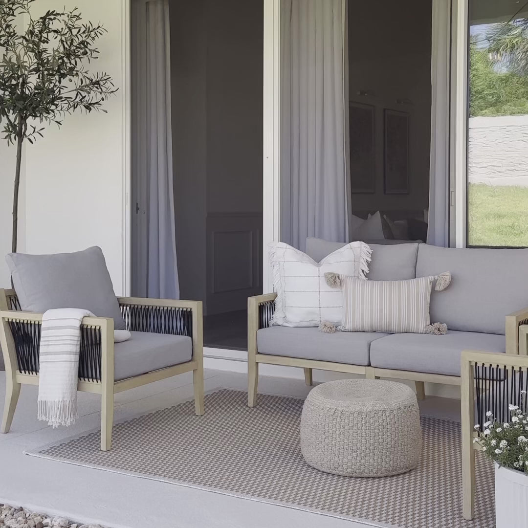 Boho Solid Wood Outdoor Cushioned Loveseat Sofa | Nathan James