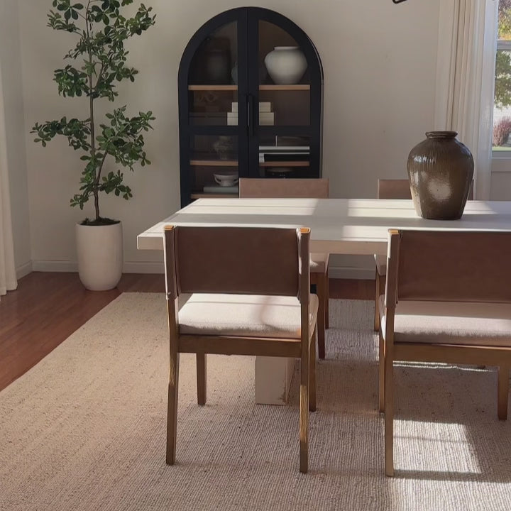 Linus Wood & Faux Leather Dining Chair Modern Farmhouse | Nathan James