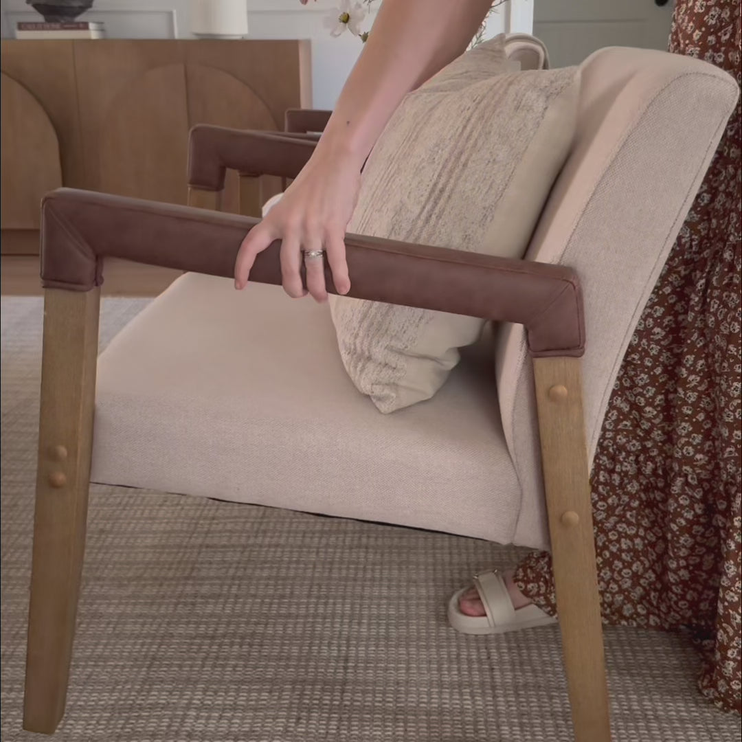 Hudson Mid-Century Light Brown Set of 2 Arm Chairs | Nathan James