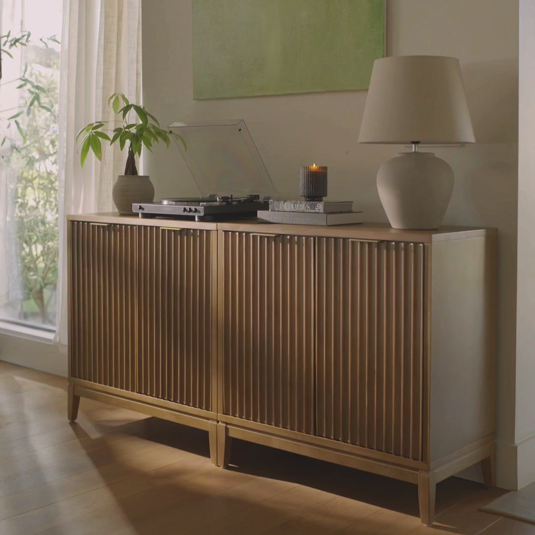 Jasper Credenza Light Brown Wood Set of 2 Mid-Century | Nathan James