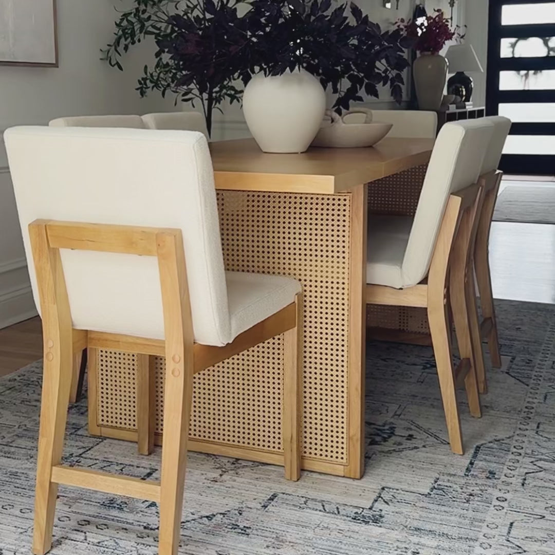 Nathan James Bohemian Wood & Boucle Dining Set - Thumbnail 4