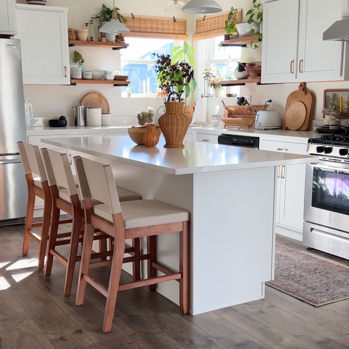 Linus Bar Stool Wood Light Brown Counter Ht Set of 4 | Nathan James