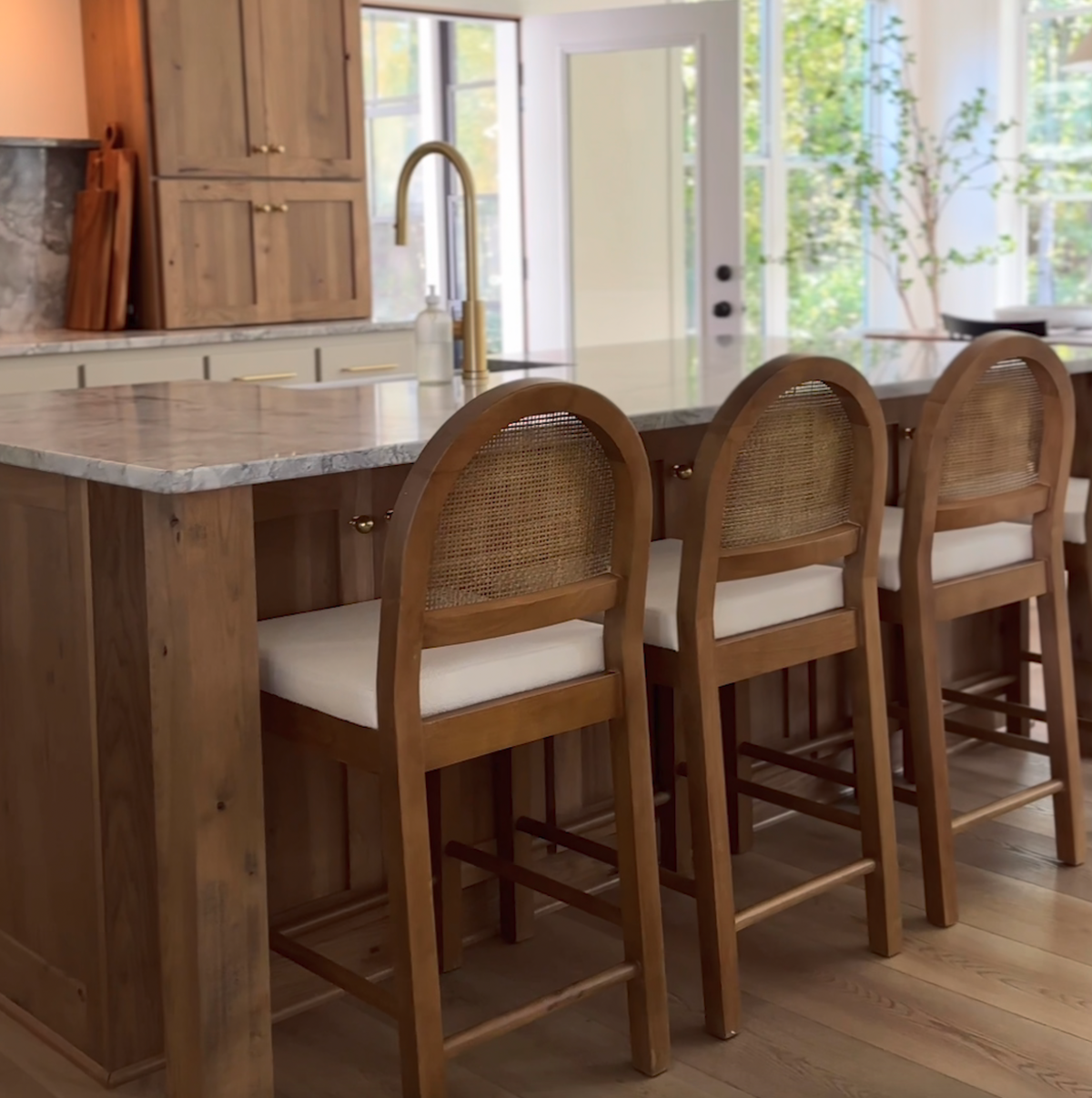 Bailey Bar Stool Boucle & Rattan Light Brown Set of 4 | Nathan James