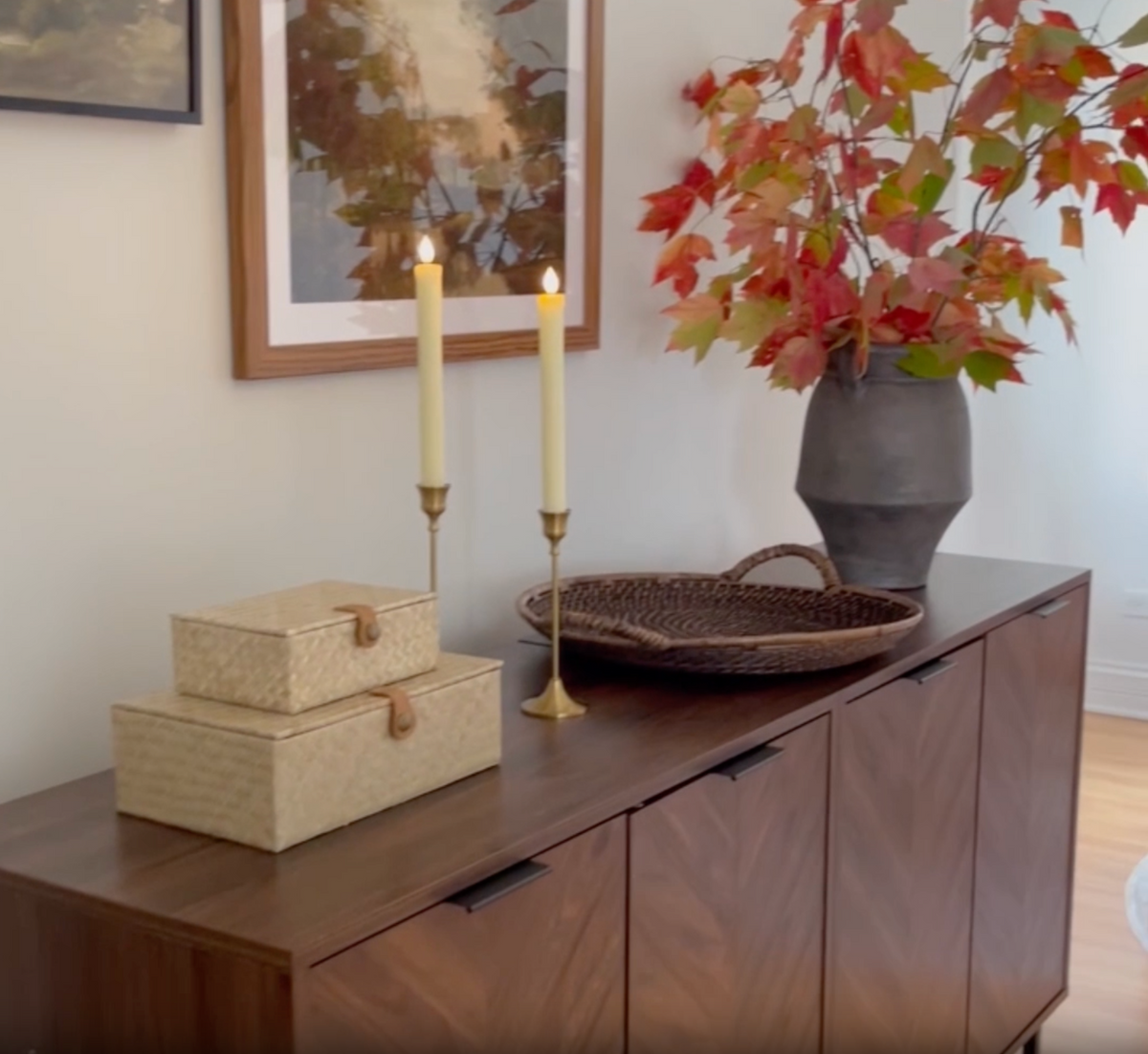 Enloe Modern Walnut Herringbone Console | Nathan James