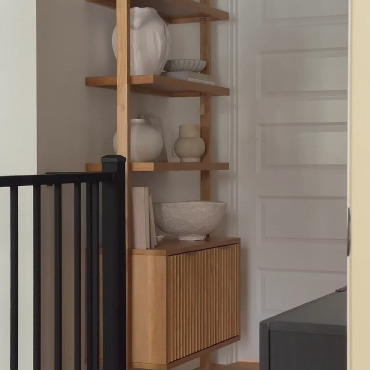 Jasper Boho Wood Fluted Storage Bookshelf Warm Pine | Nathan James