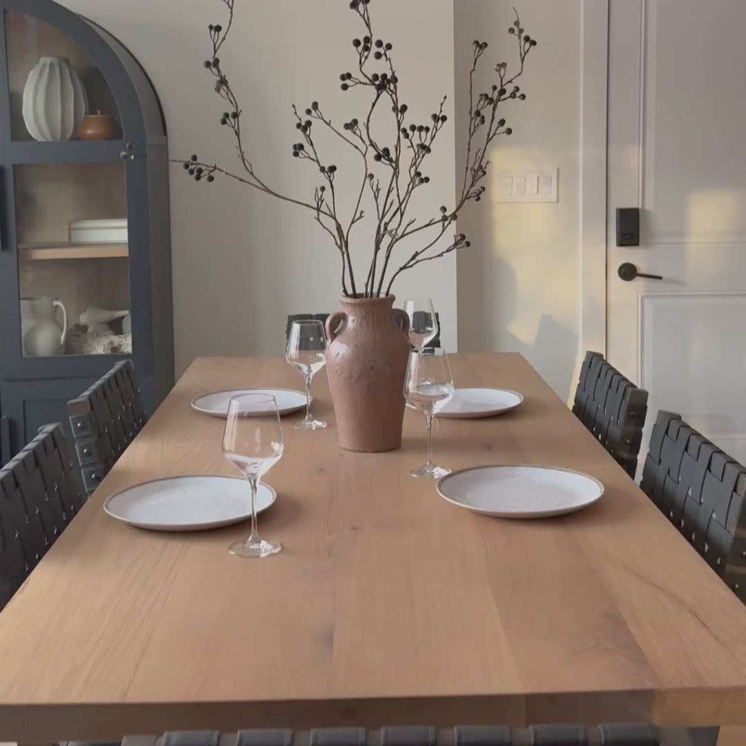 Set of 8 Cohen Faux Black Woven Leather Dining Chairs | Nathan James