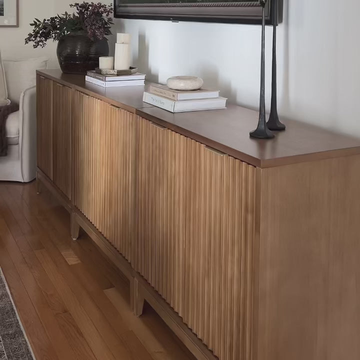 Jasper Fluted Storage Cabinet Light Brown Set of 4 | Nathan James