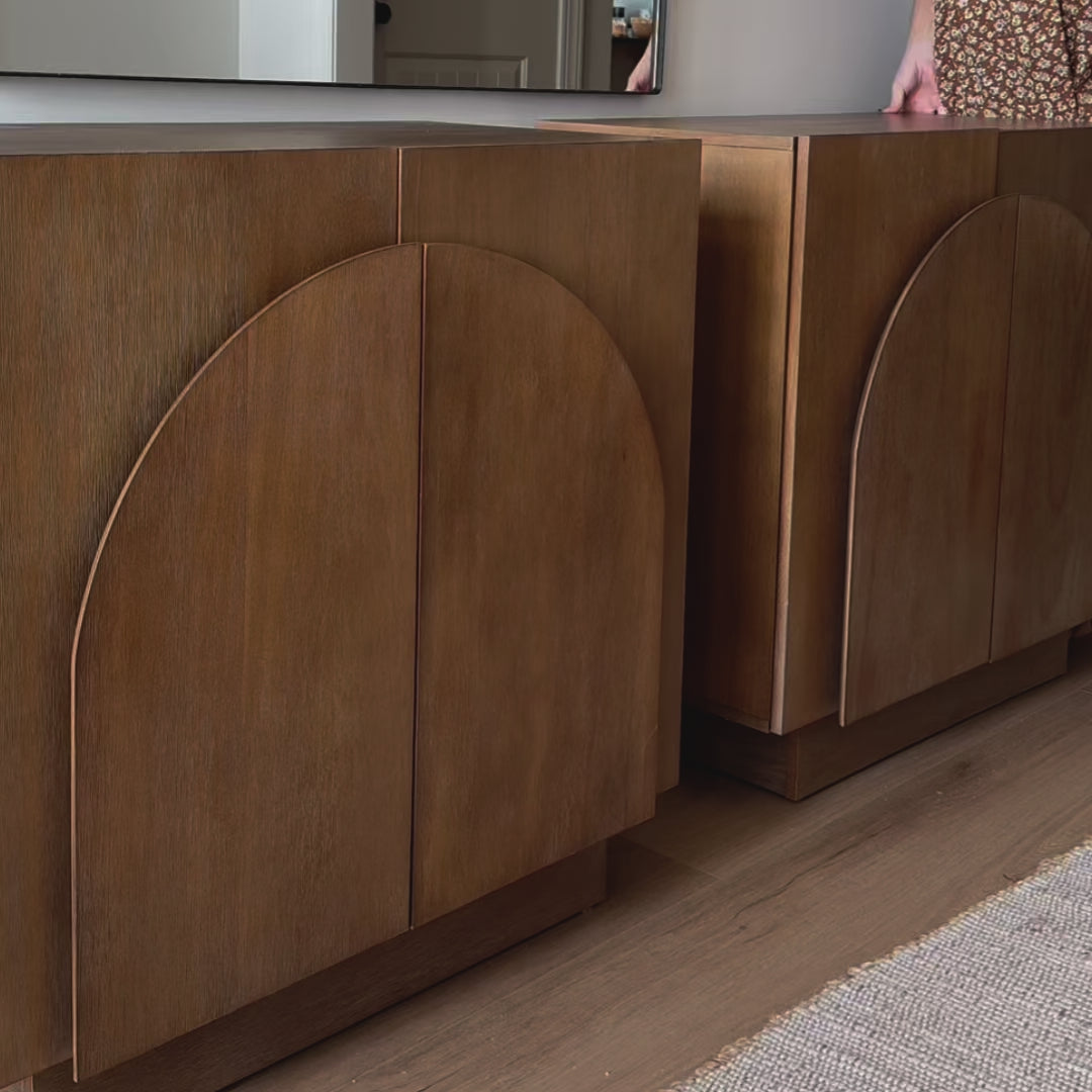 Iris Mid-Century Wood Arched Storage Cabinet Set of 4 | Nathan James