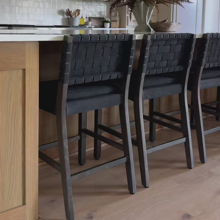 Cohen Mid-Century Modern Graphite Bar Stool with Back | Nathan James