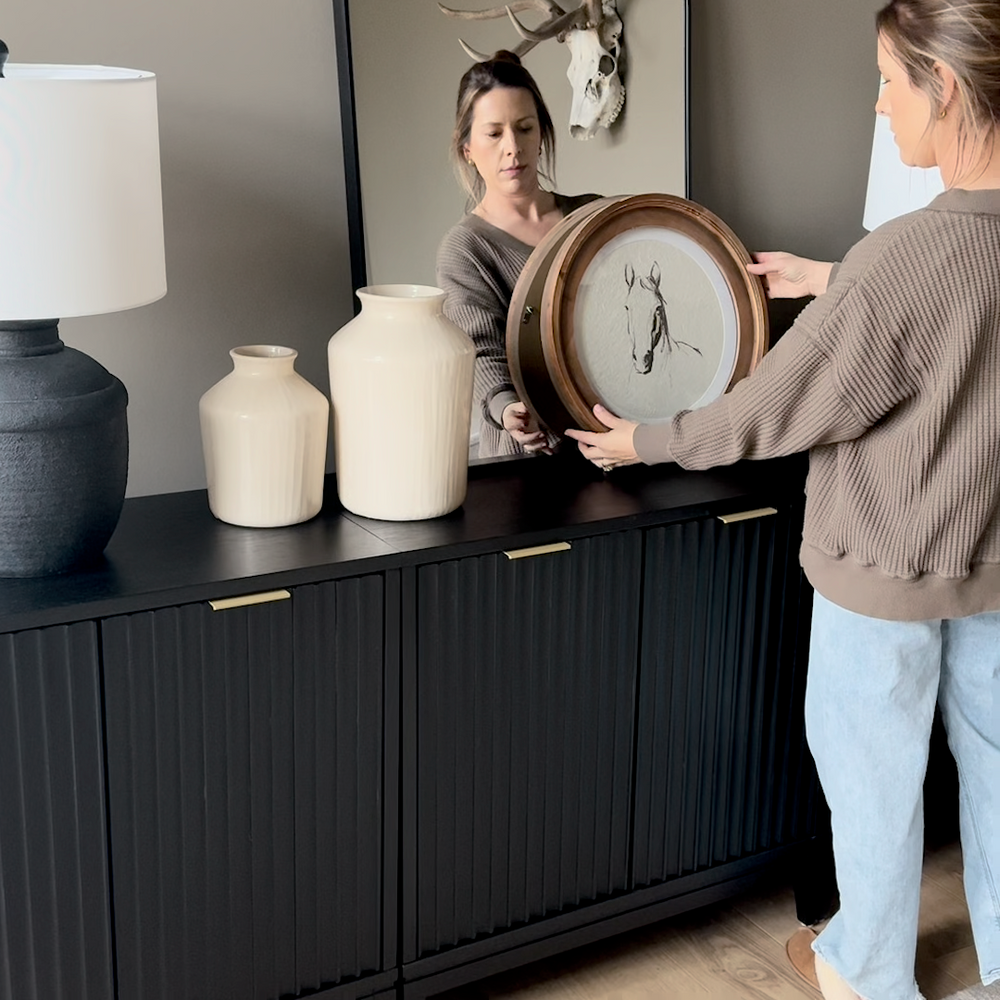 Jasper Boho Wood Fluted Large Console Black | Nathan James