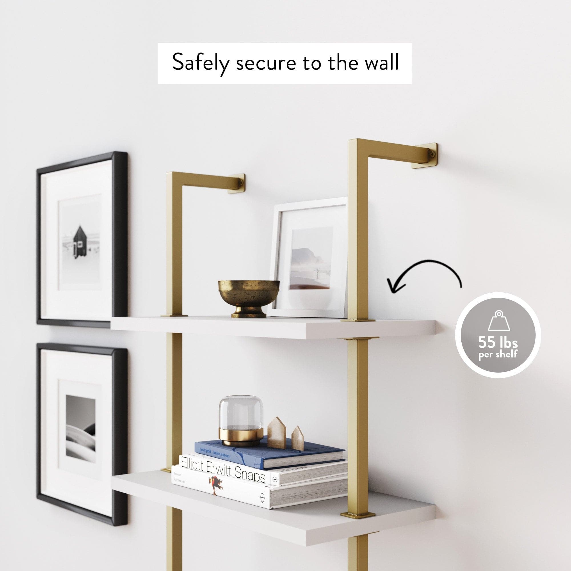 Theo Gold Bookshelf White Gold Set of 2 | Nathan James