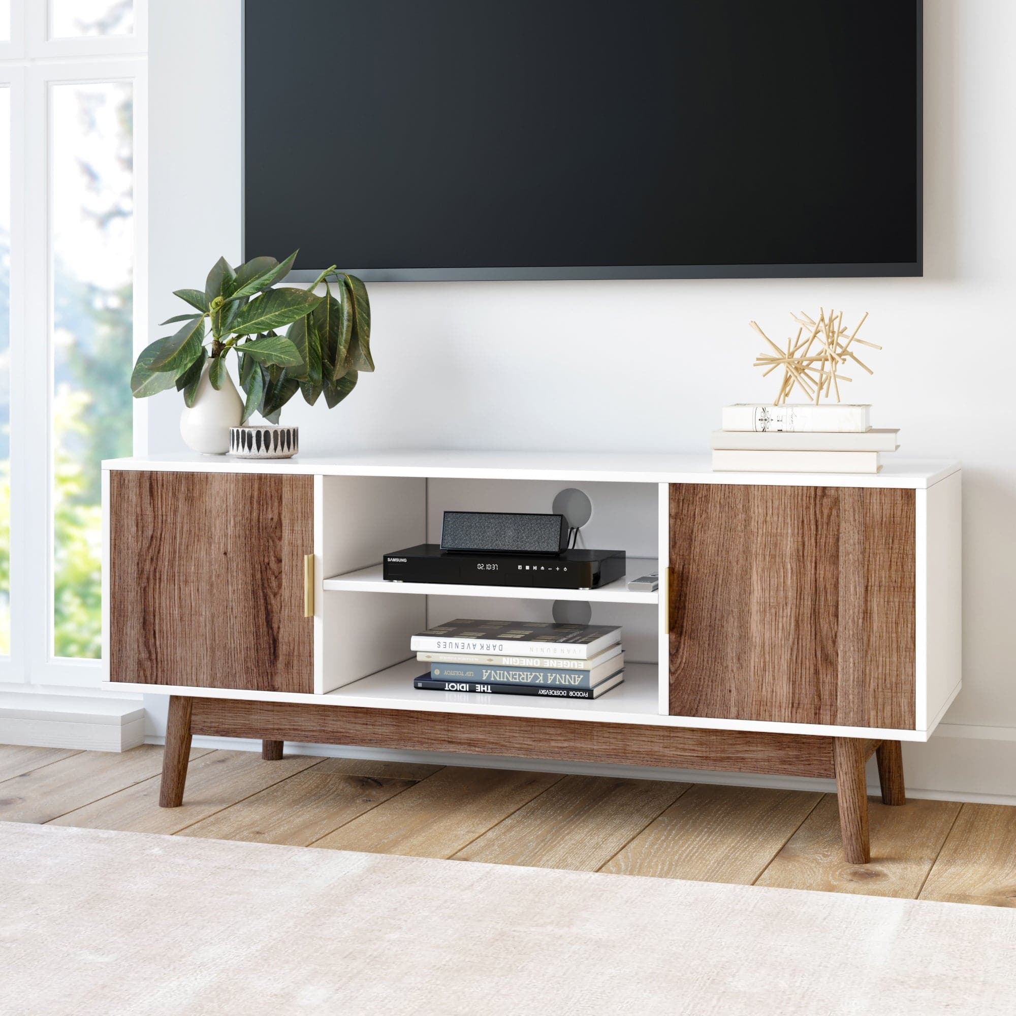 Wesley Modern Cabinet Nathan Storage with | 2-Door James TV White