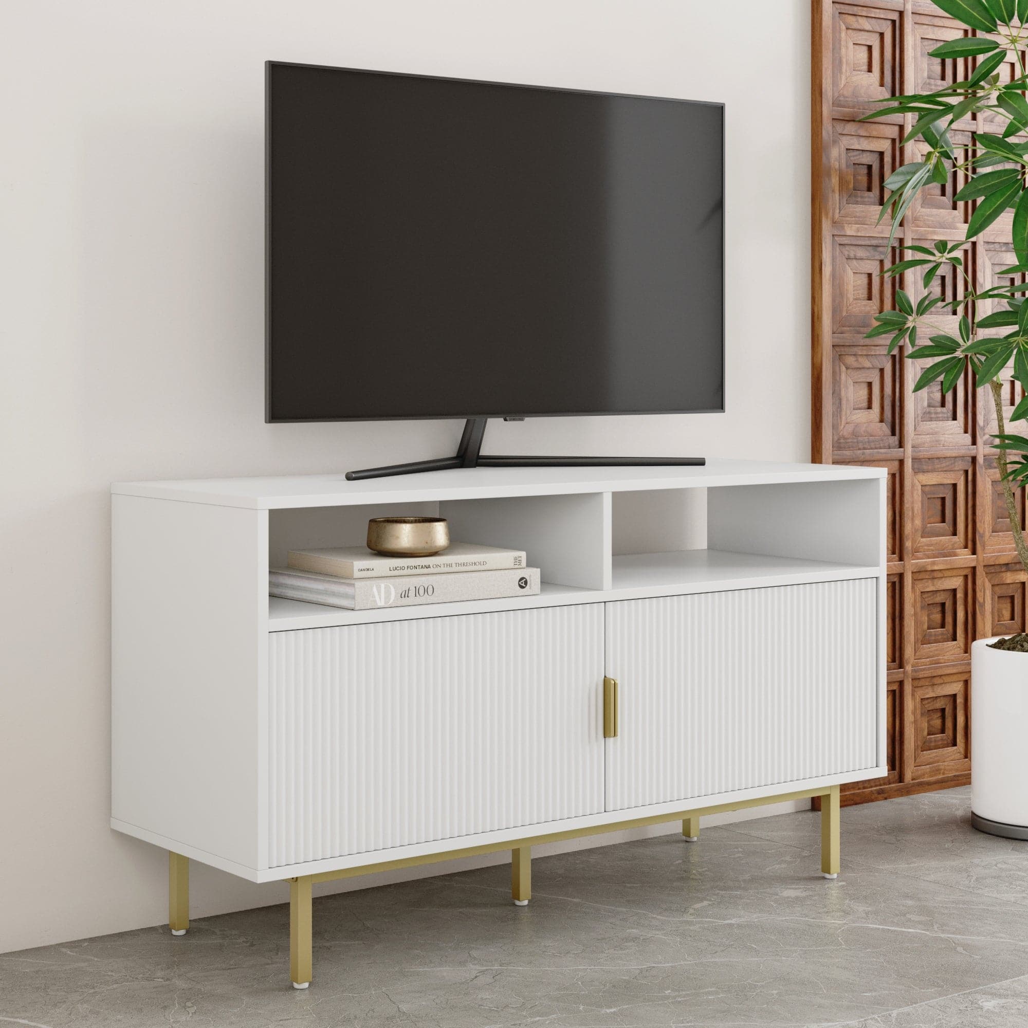 Wood & Metal Fluted TV Cabinet | Jacklyn