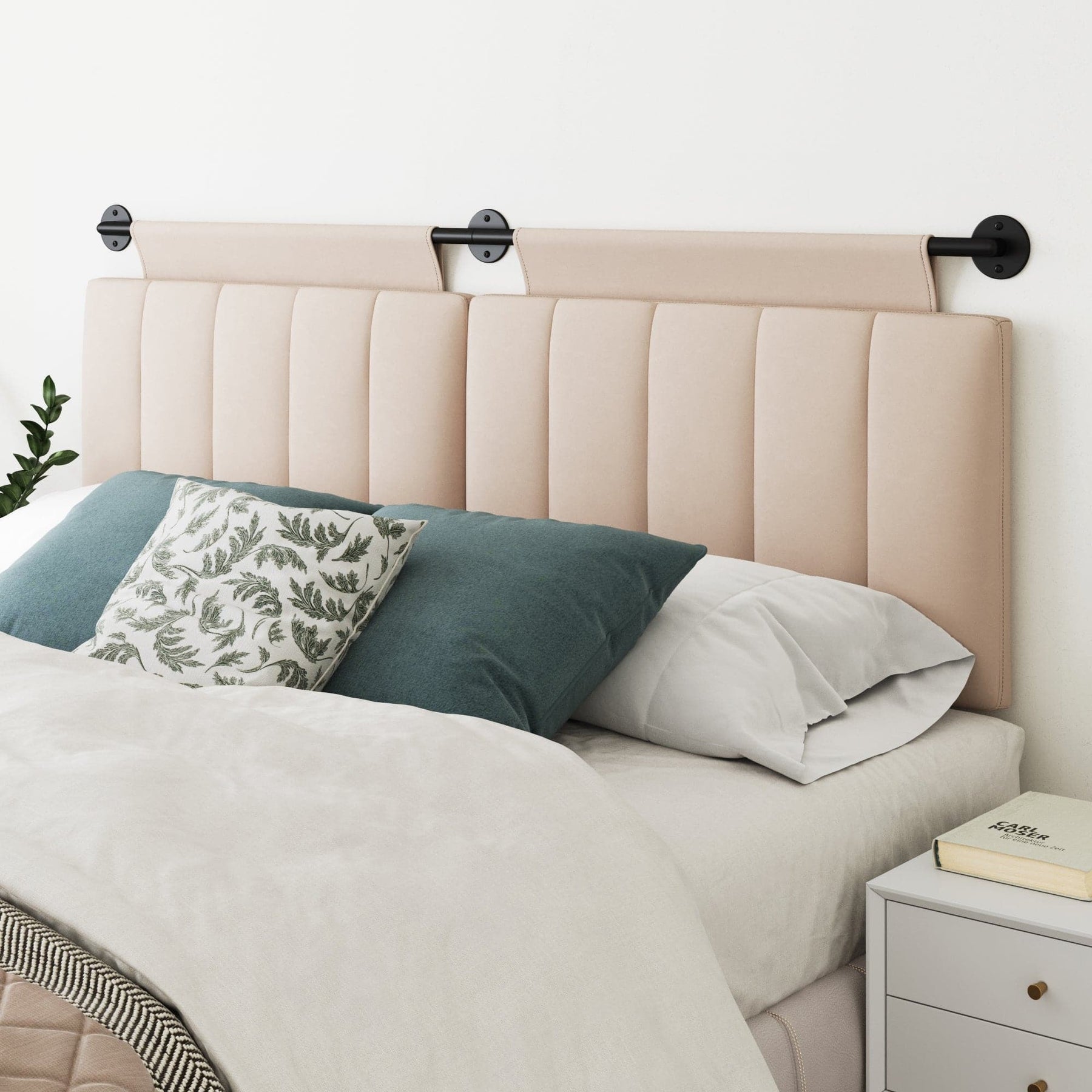 Remi Channel Tufted Headboard WallMount Rosy Cream Nathan James